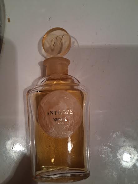 Glass perfume bottle titled "Antilope" by Weil