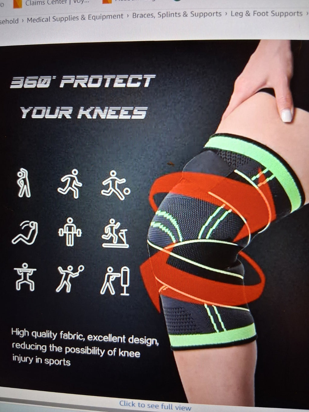 2- Adult Elastic Knee Wrap Sport Brace  for Fitness , basketball or Volleyball