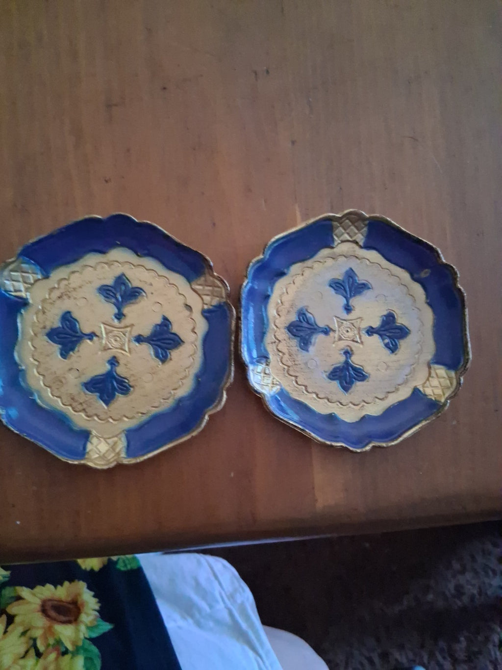 Florentine Style Decorative Dish Blue And Gold Finish Made In Italy