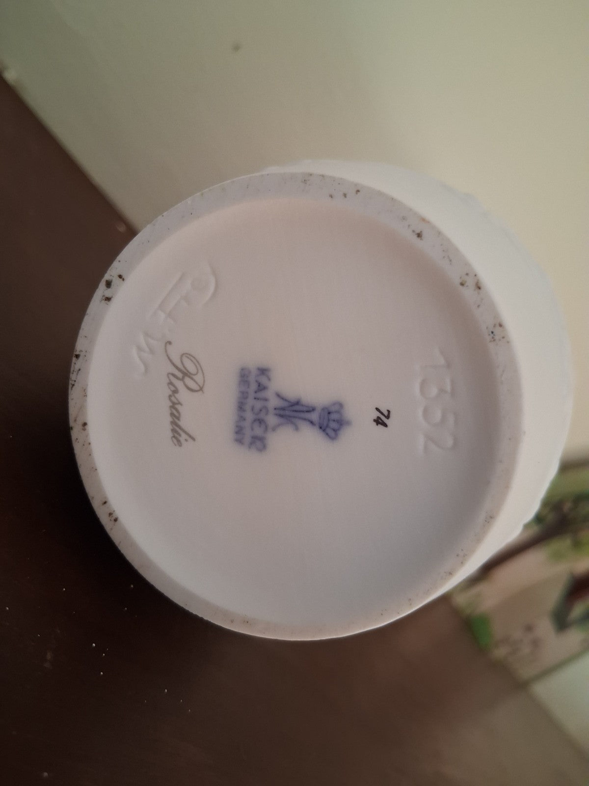 Porcelain bisque vase with raised floral decor  by M. Frey for Kaiser, W Germany