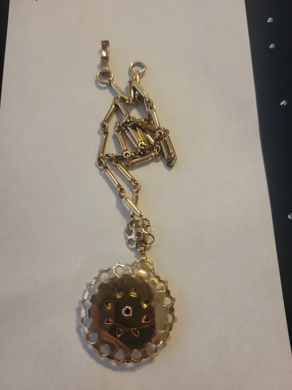 Antique necklace with guilloché enamel