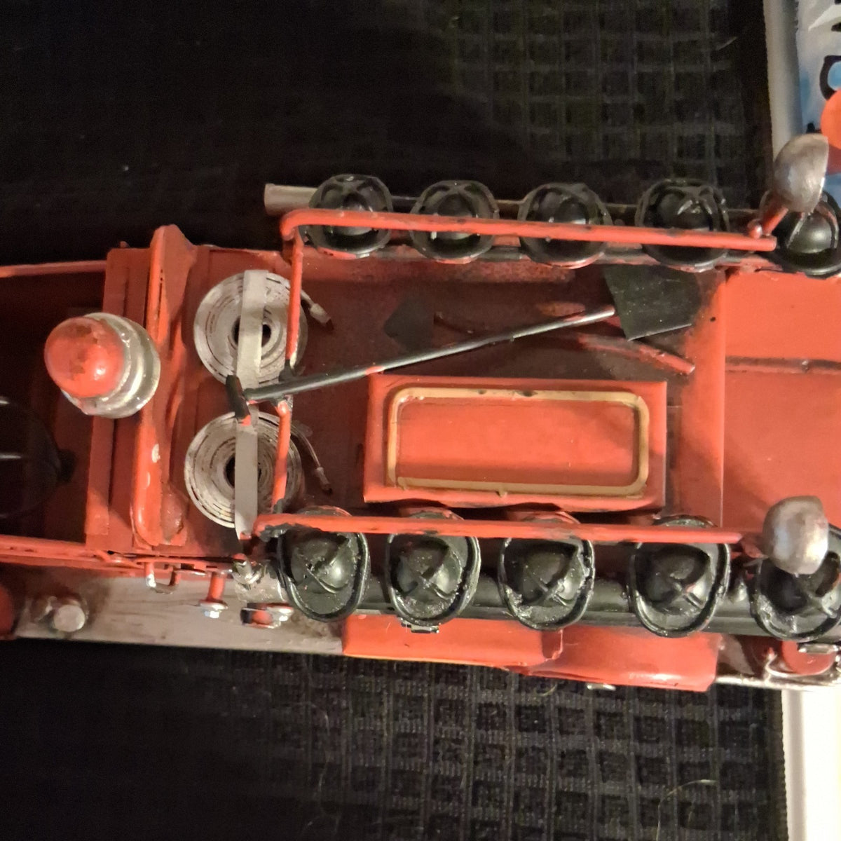 Vintage Metal Fire Truck Model Collectible w/ Ladders & Hose, Firefighting Theme
