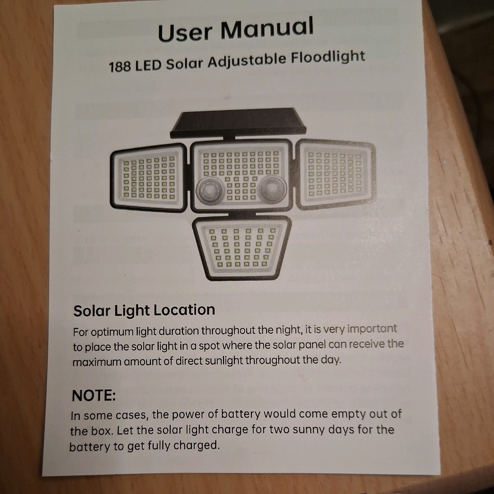   188 LED Motion Sensor Outdoor Lights, 4 Heads Security Light, 3 lights in BOX