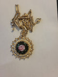 Antique necklace with guilloché enamel