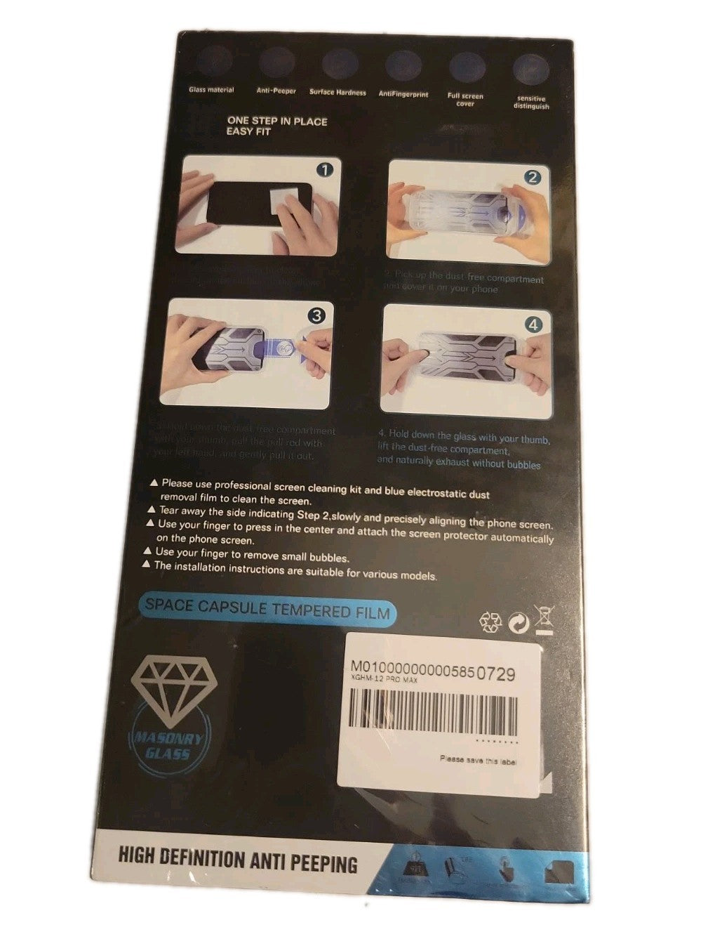 iPhone 12 Pro Max Clear  Anti-Peep Screen Protector 