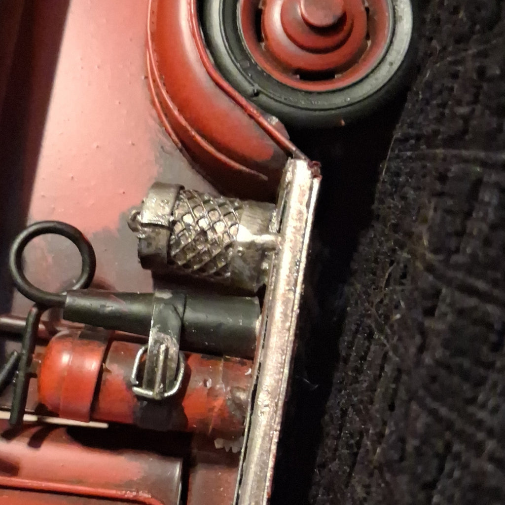 Vintage metal fire truck with handmade antique decot