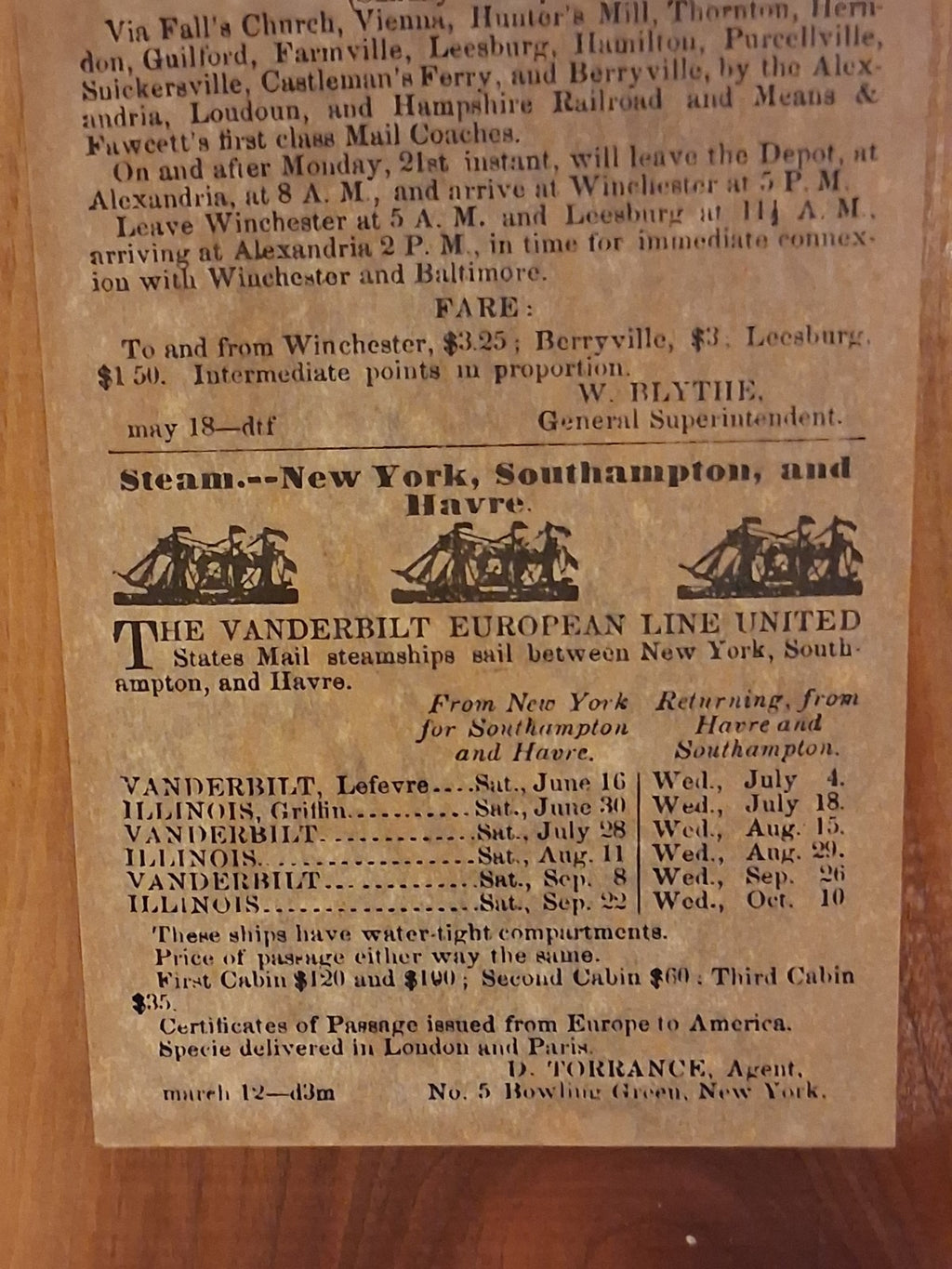 Alexandria Loudoun & Hampshire Railroad Wood Plaque DX4578 Falls Church VA