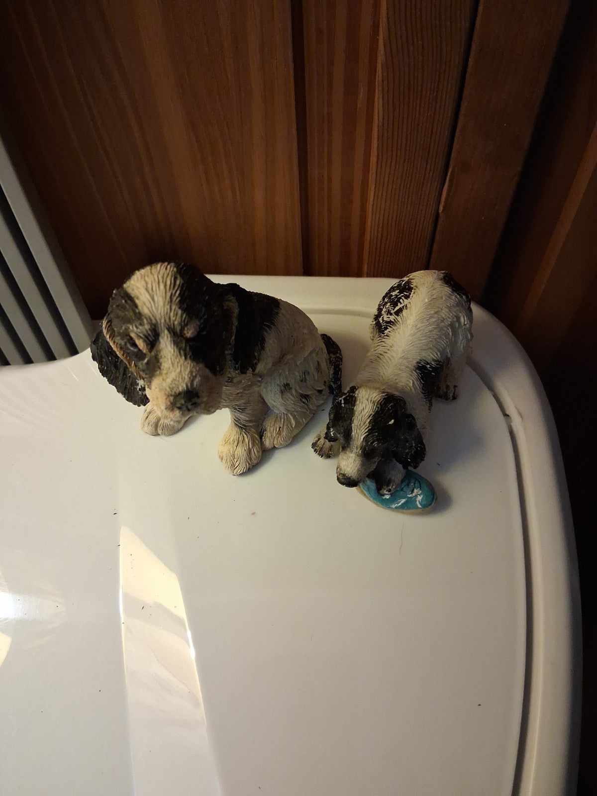 2 Vintage English Springer Spaniel Dog Statue