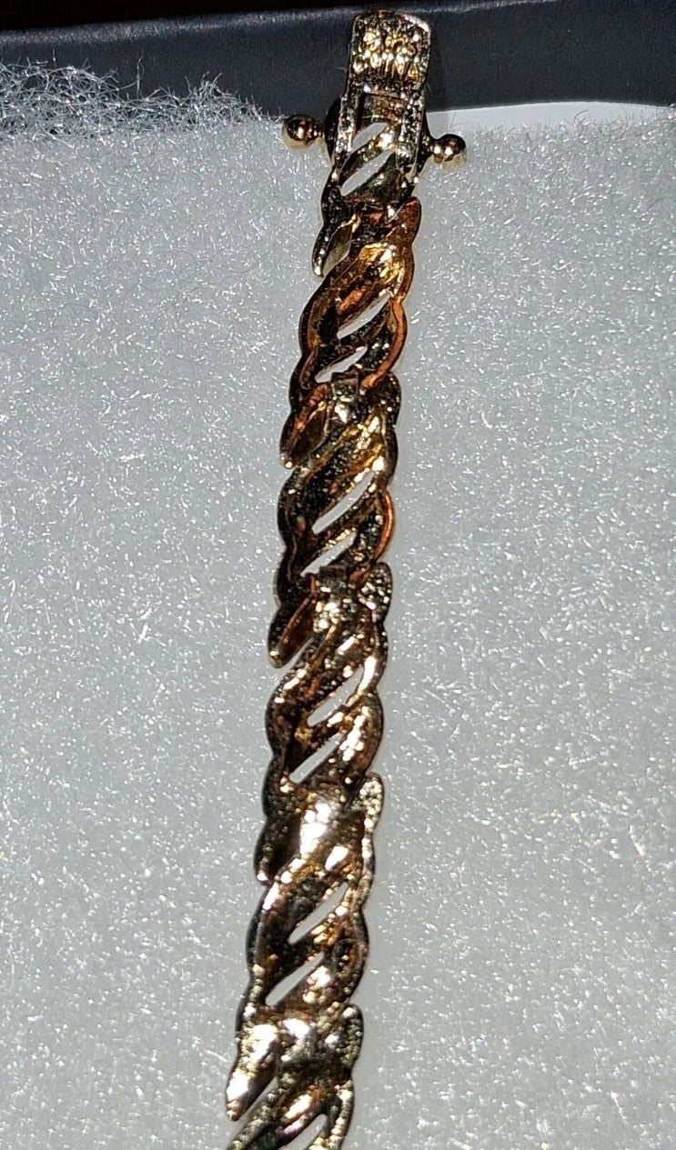 gold plated sterling silver rope chain Bracelet 7.25"