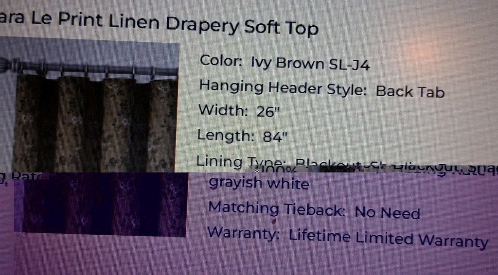 TWOPAGES Liz Linen Back Tab Blackout Floral Curtain Panel Ivy Brown 26x84 SL-J4
