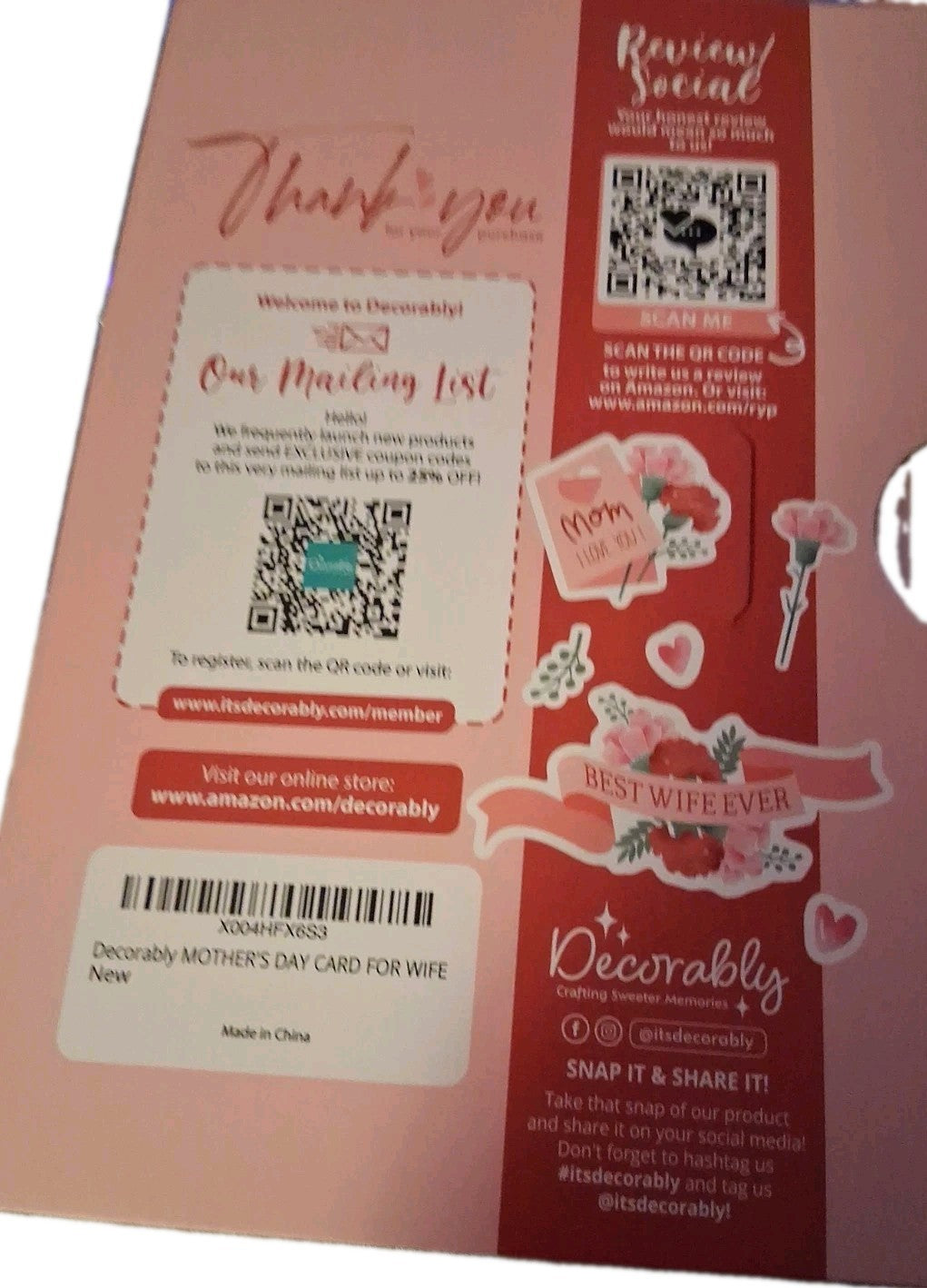 Mothers Day Card For Wife (Made in USA)