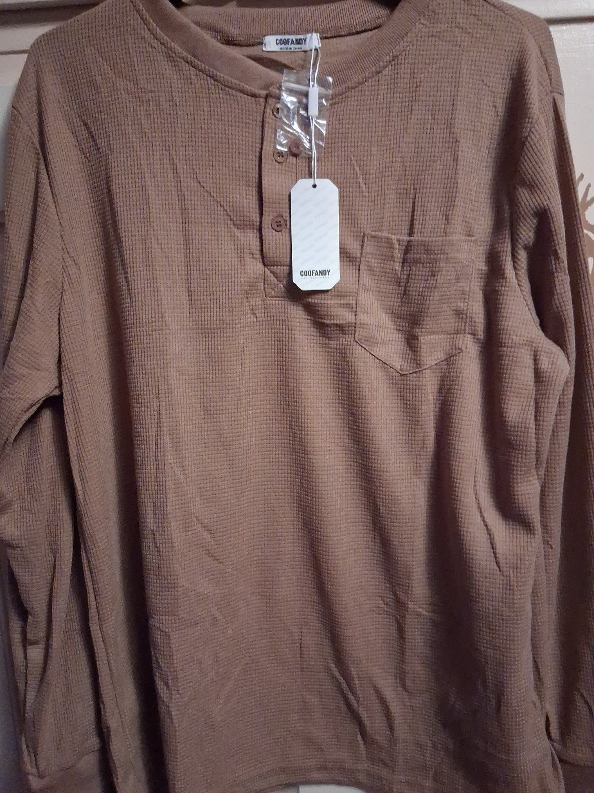 COOFANDY Mens Waffle Henley Shirt
