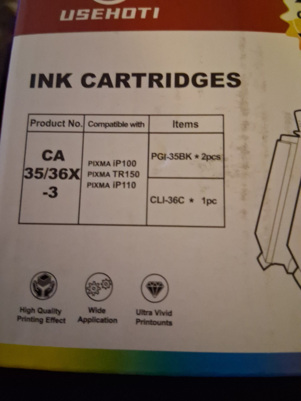 3 Ink Cartridges PGI-35 for Pixma IP 100 110 Tr 150 3 Pack 