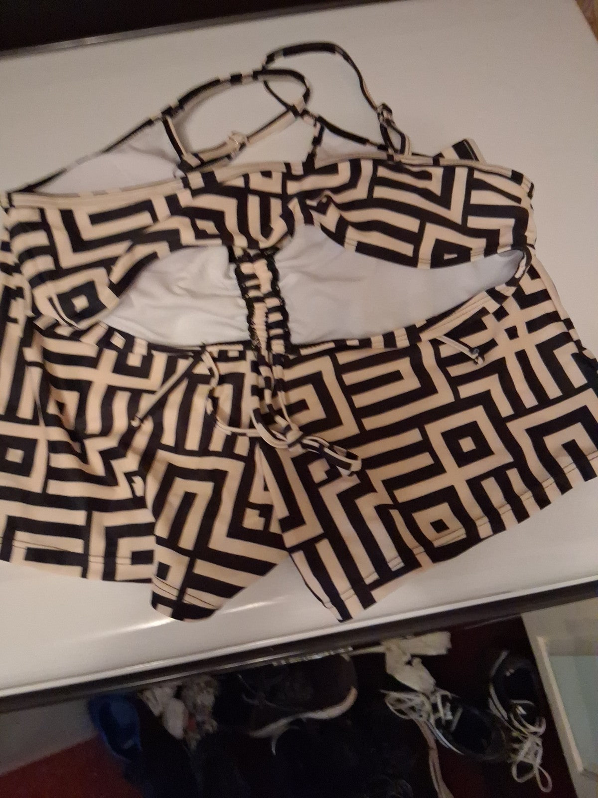 Bathing Suit Geo Pattern two piece Size 10-12)
