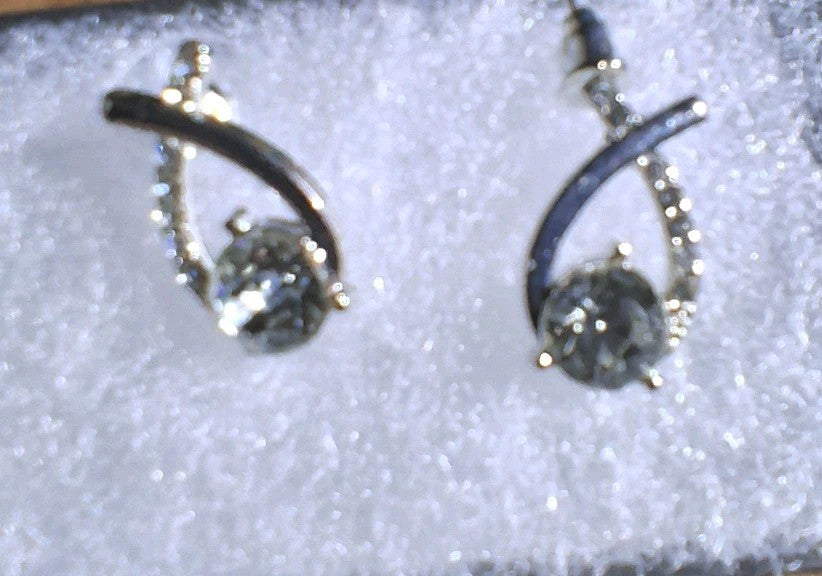 cubic zirconia stud earrings sterling silver