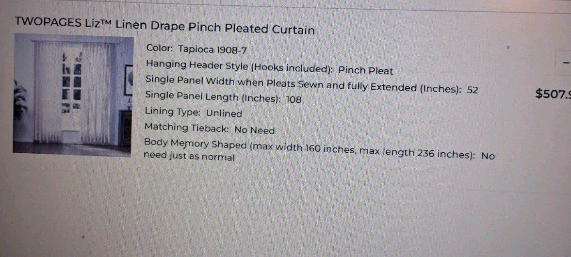TWOPAGES Liz Linen Back Tab Blackout Floral Curtain Panel Ivy Brown 26x84 SL-J4