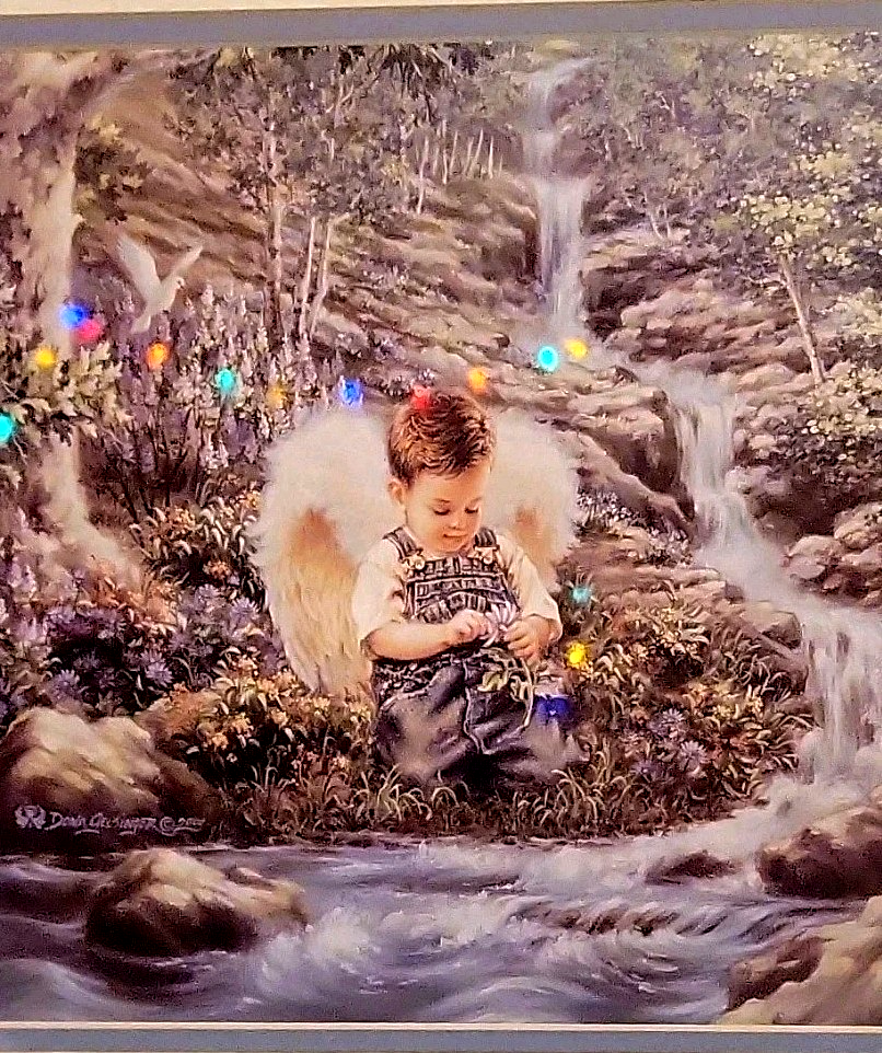 Angel Child Matted Landscape Art Signed