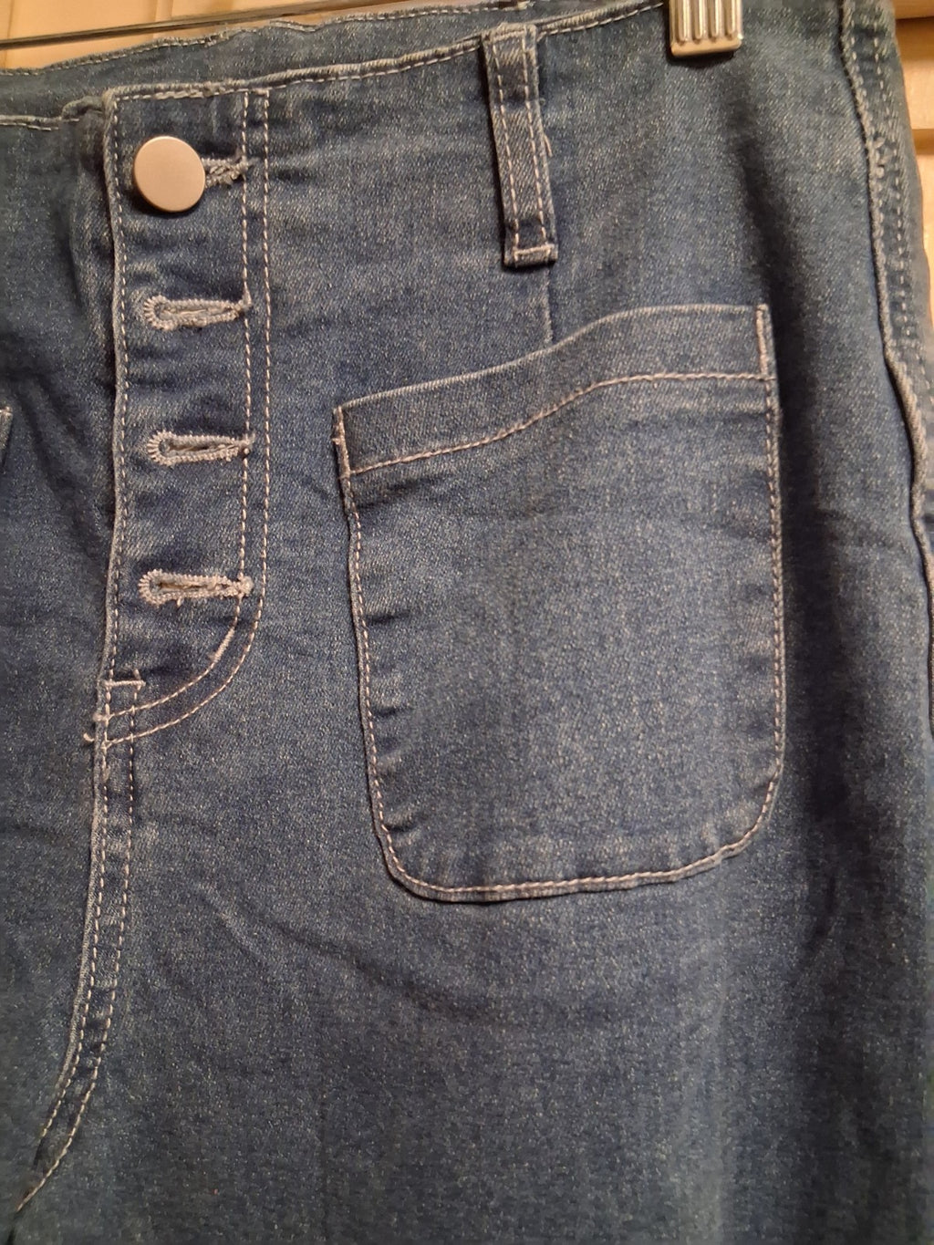 Halara Women's Wide-Leg Jeans Size 6 Blue Denim Button Fly Medium Wash Stretch