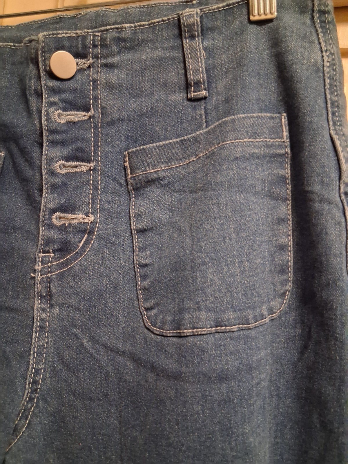 Halara Women's Wide-Leg Jeans Size 6 Blue Denim Button Fly Medium Wash Stretch