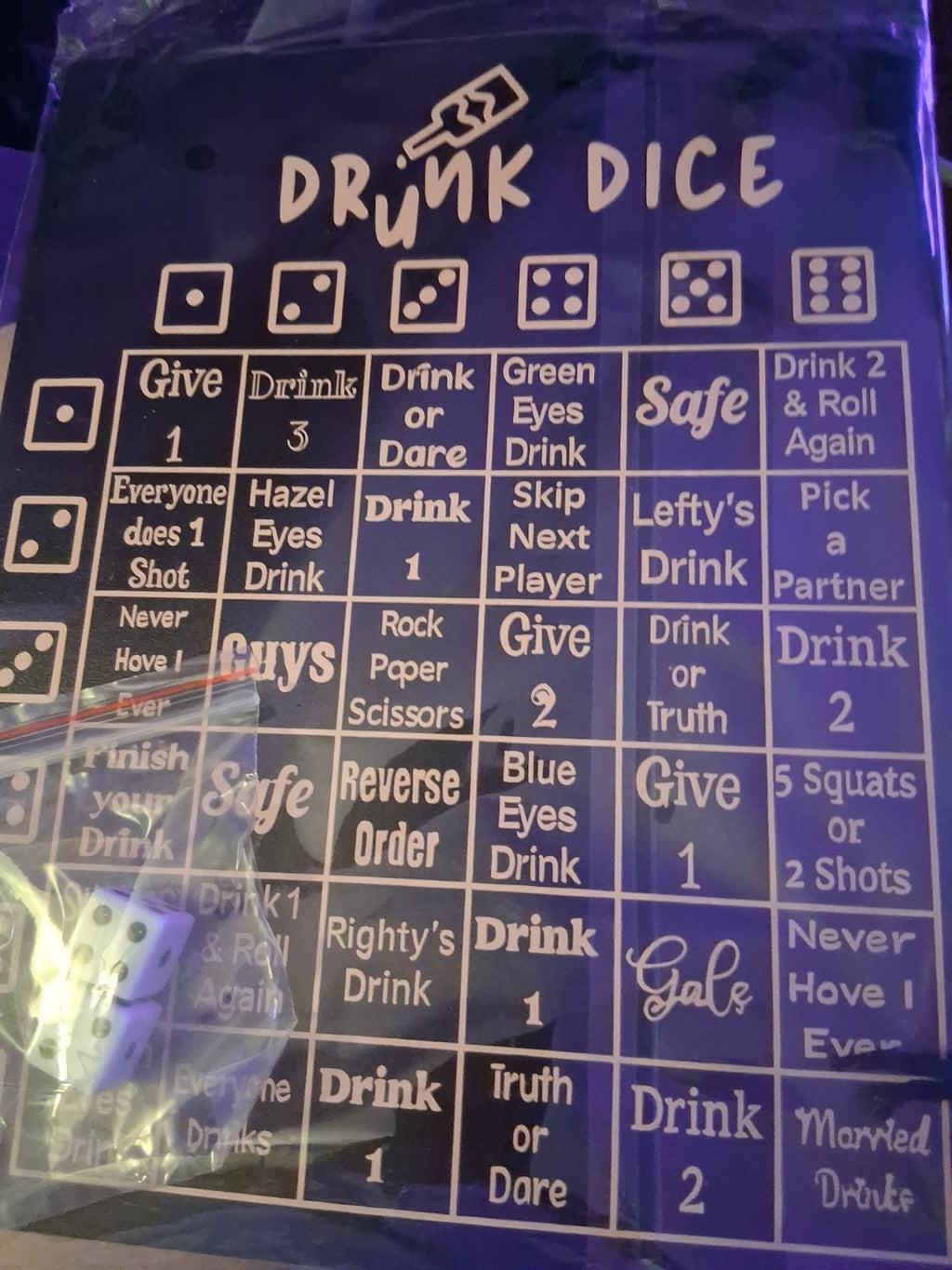 Drunk Dice With Game Bag