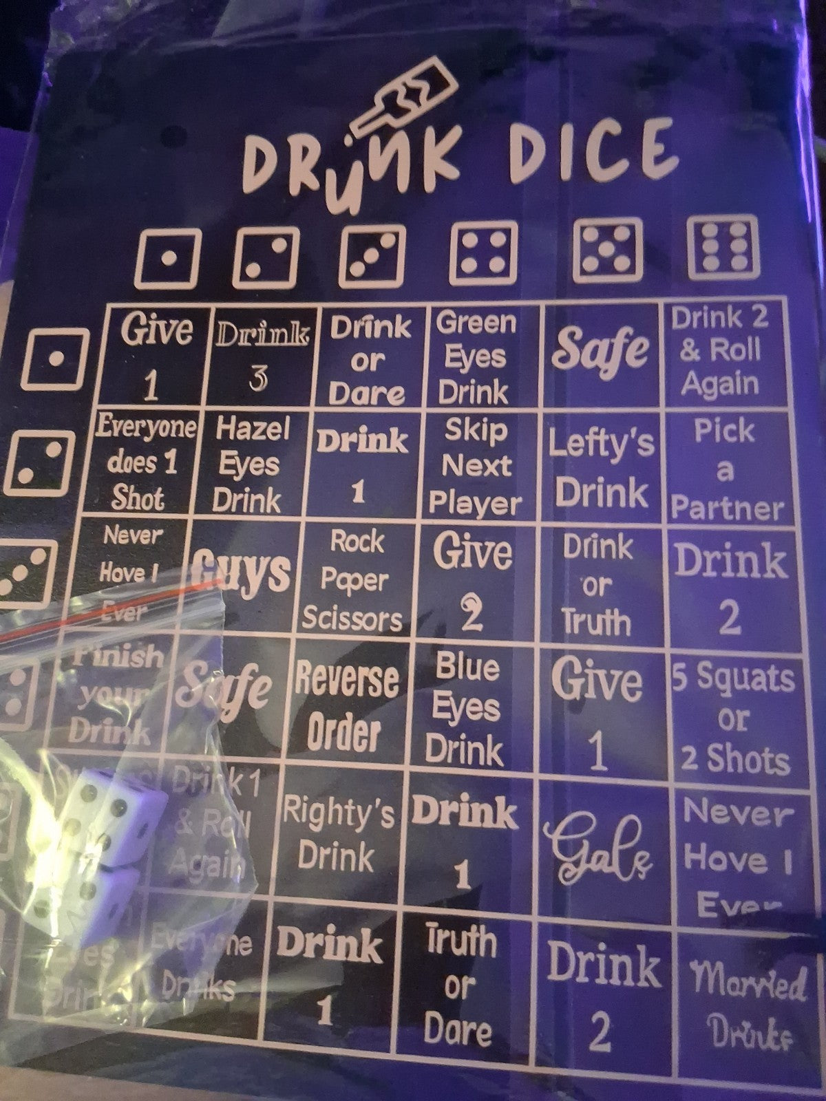 Drunk Dice With Game Bag