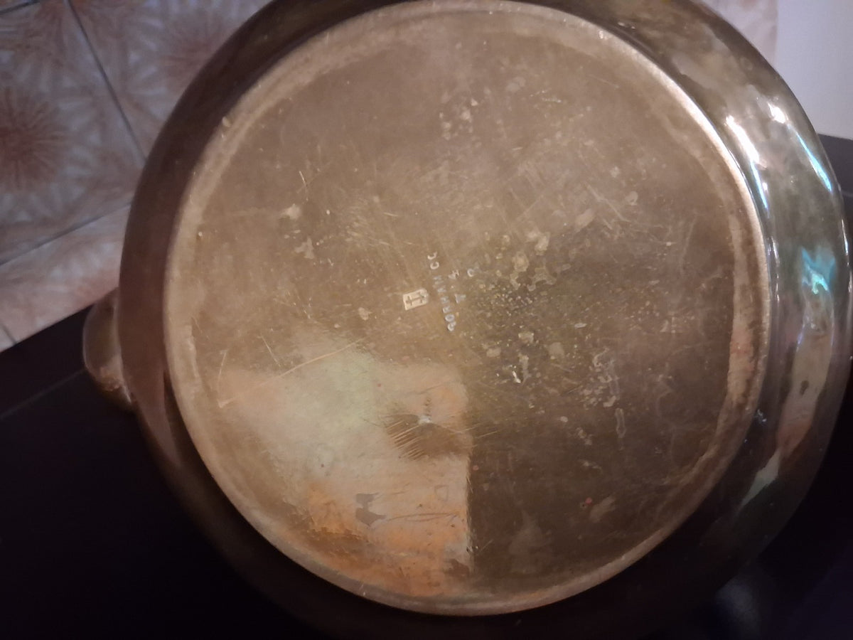 Antique 1900 Brass teapot with swirled design attributed to Gorham