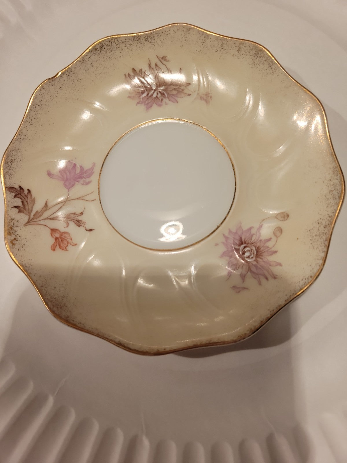 Pompadour saucer Hand Paintef and gold trim