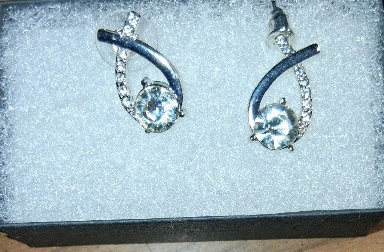 cubic zirconia stud earrings sterling silver