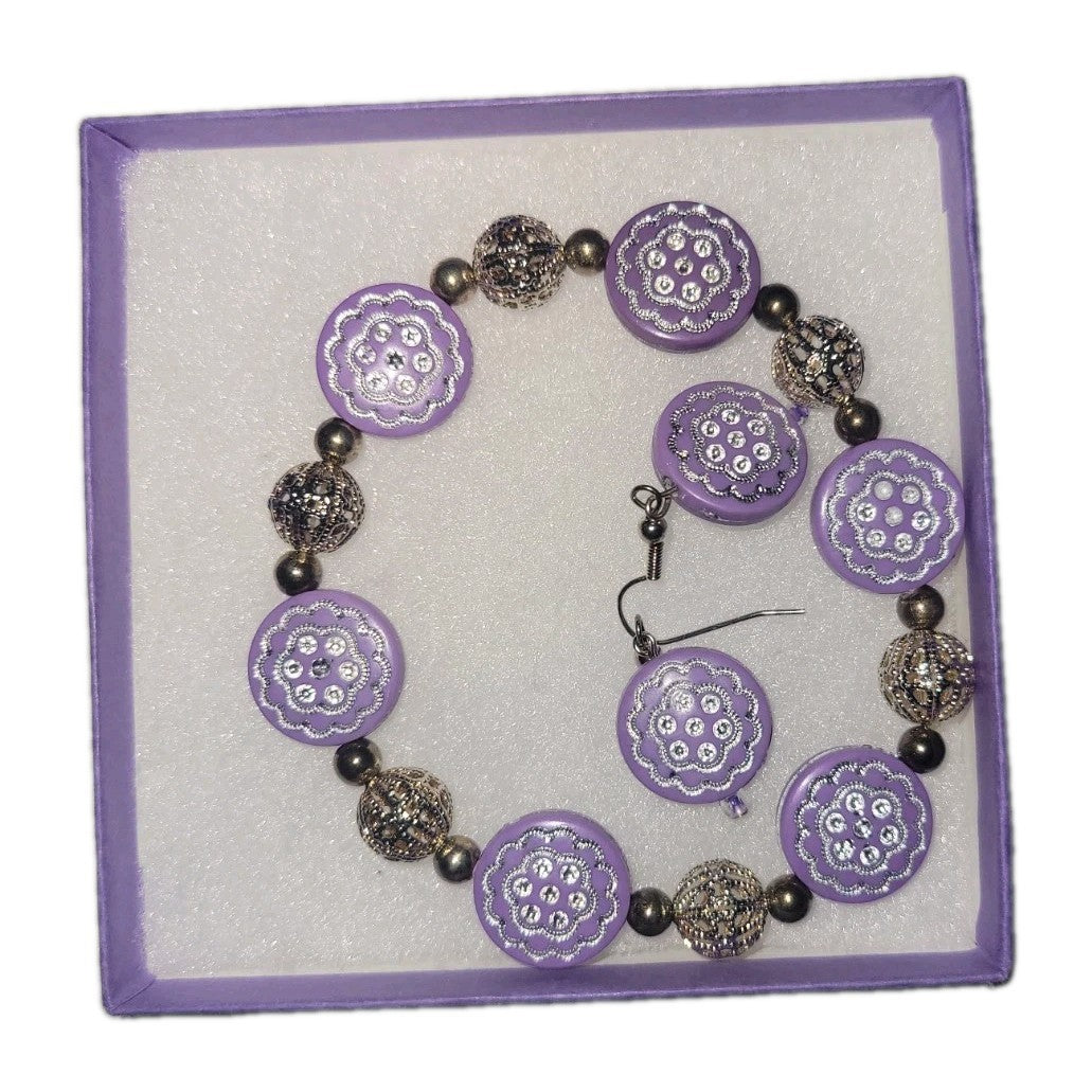 Purple Bracelet & Earrings