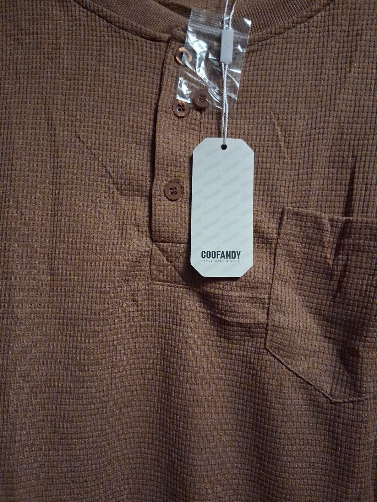 COOFANDY Mens Waffle Henley Shirt