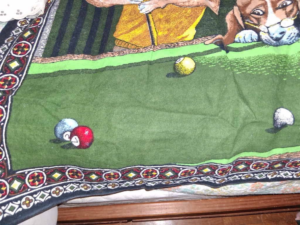 Vintage  Dogs Playing Pool Tapestry Large 55”x34”  Made in Turkey