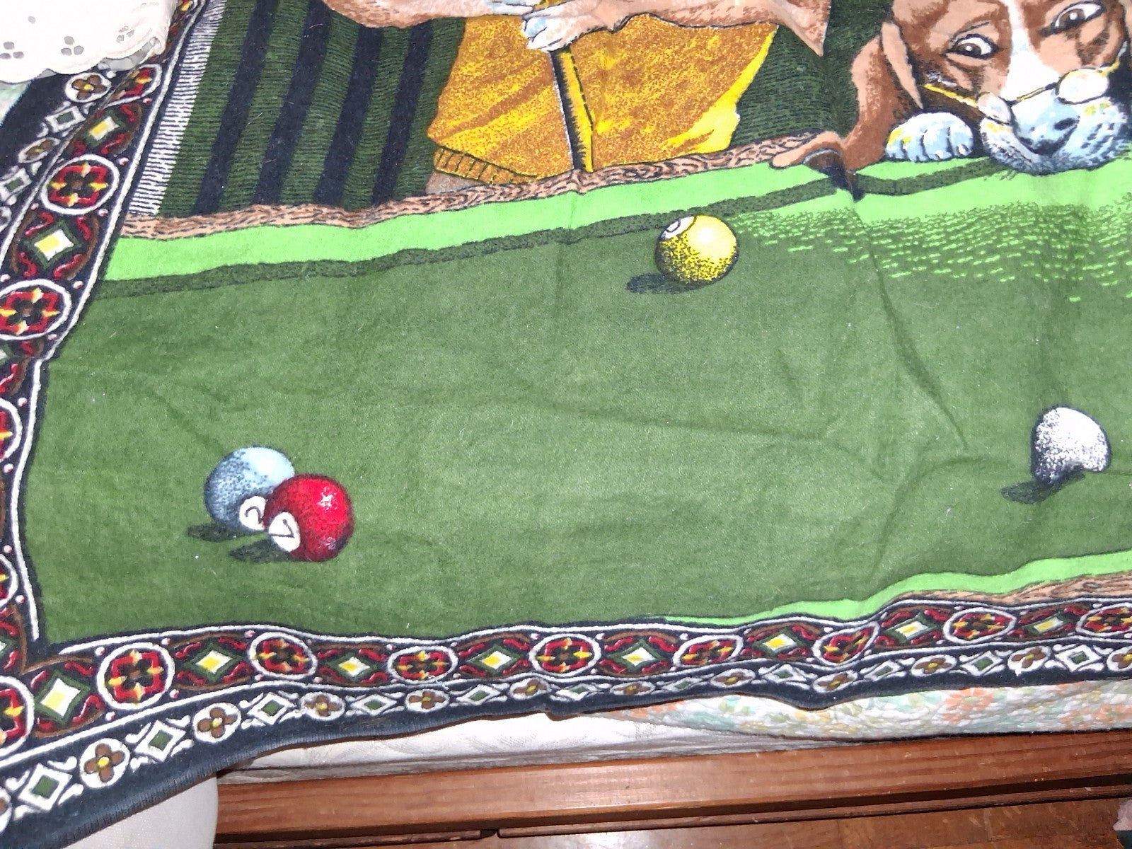 Vintage  Dogs Playing Pool Tapestry Large 55”x34”  Made in Turkey