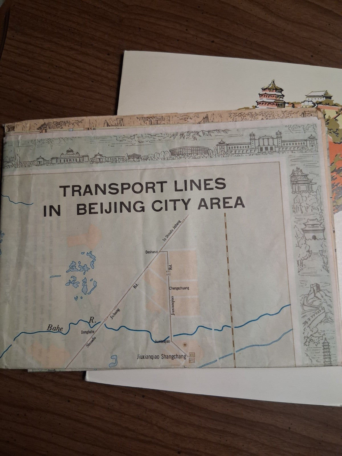 2 1978 Beijing China Tourist Fold-Out Map w/ and Transport Lines in Beijing