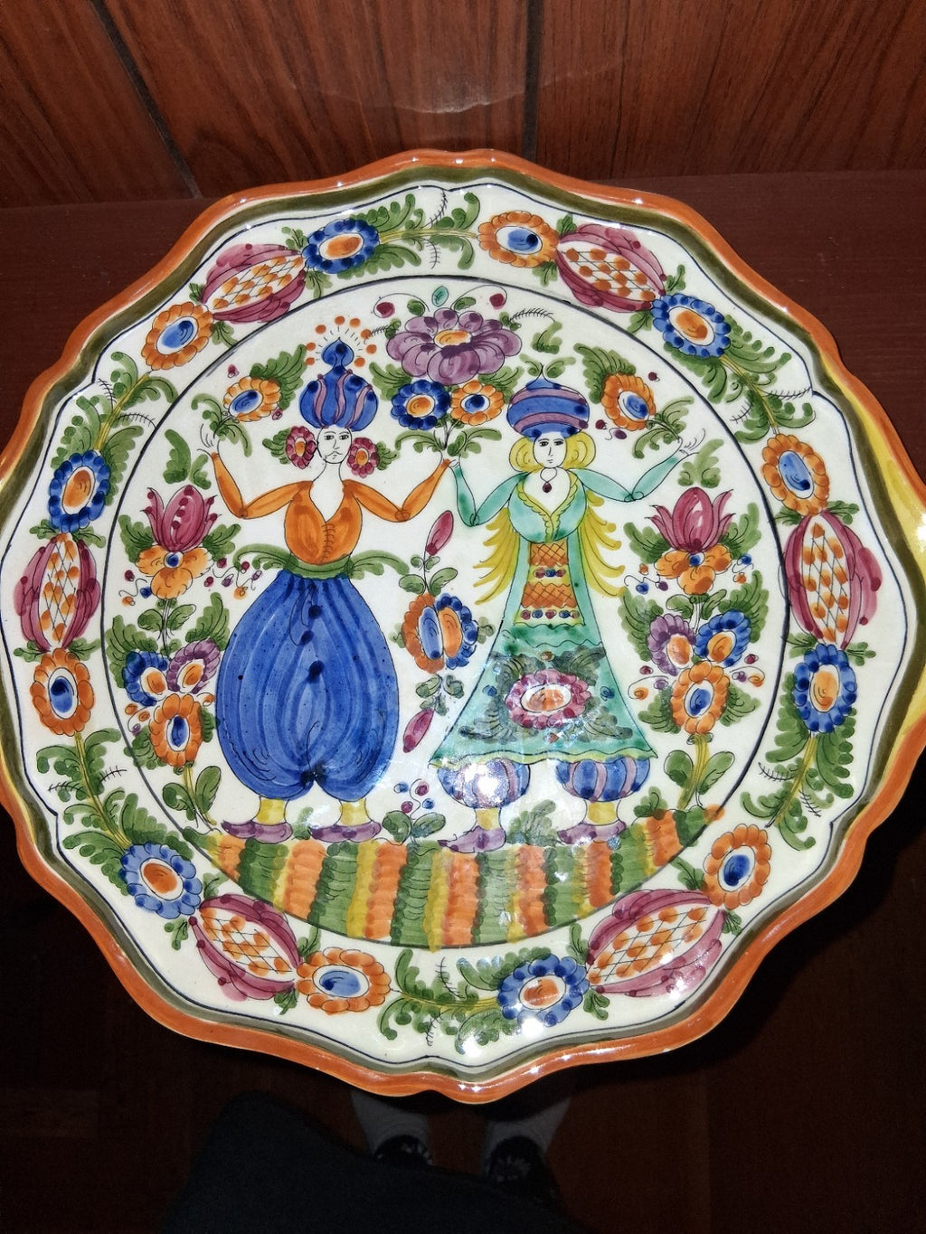 Greek Hand Painted Pottery tray signed by Skyros