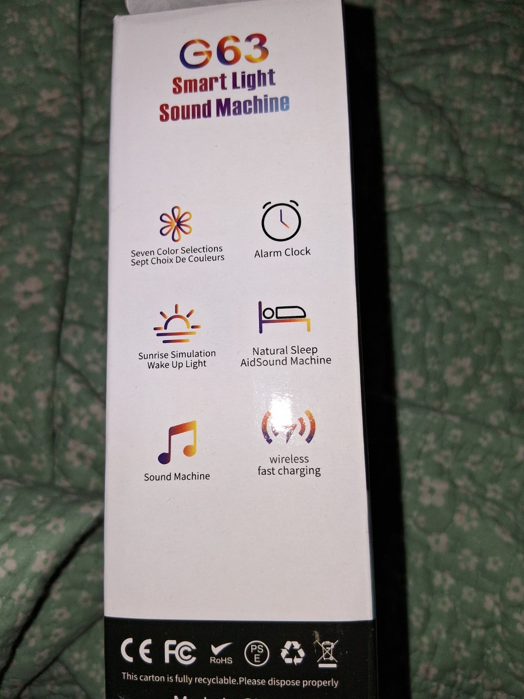G63 Intelligent G63 Smart Light Sound Machine 15W RGB Alarm Clock, White