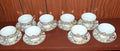 1930's Bohemia Royal Ivory 8pc Porcelain Tea Cup & Saucer Set Floral Gold Trim