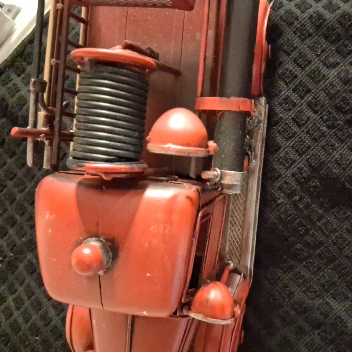 Vintage metal fire truck with handmade antique decot