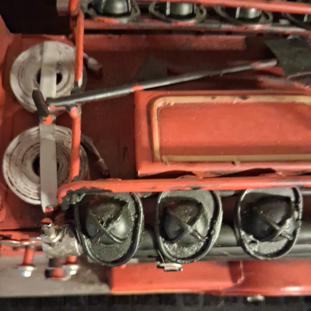 Vintage Metal Fire Truck Model Collectible w/ Ladders & Hose, Firefighting Theme
