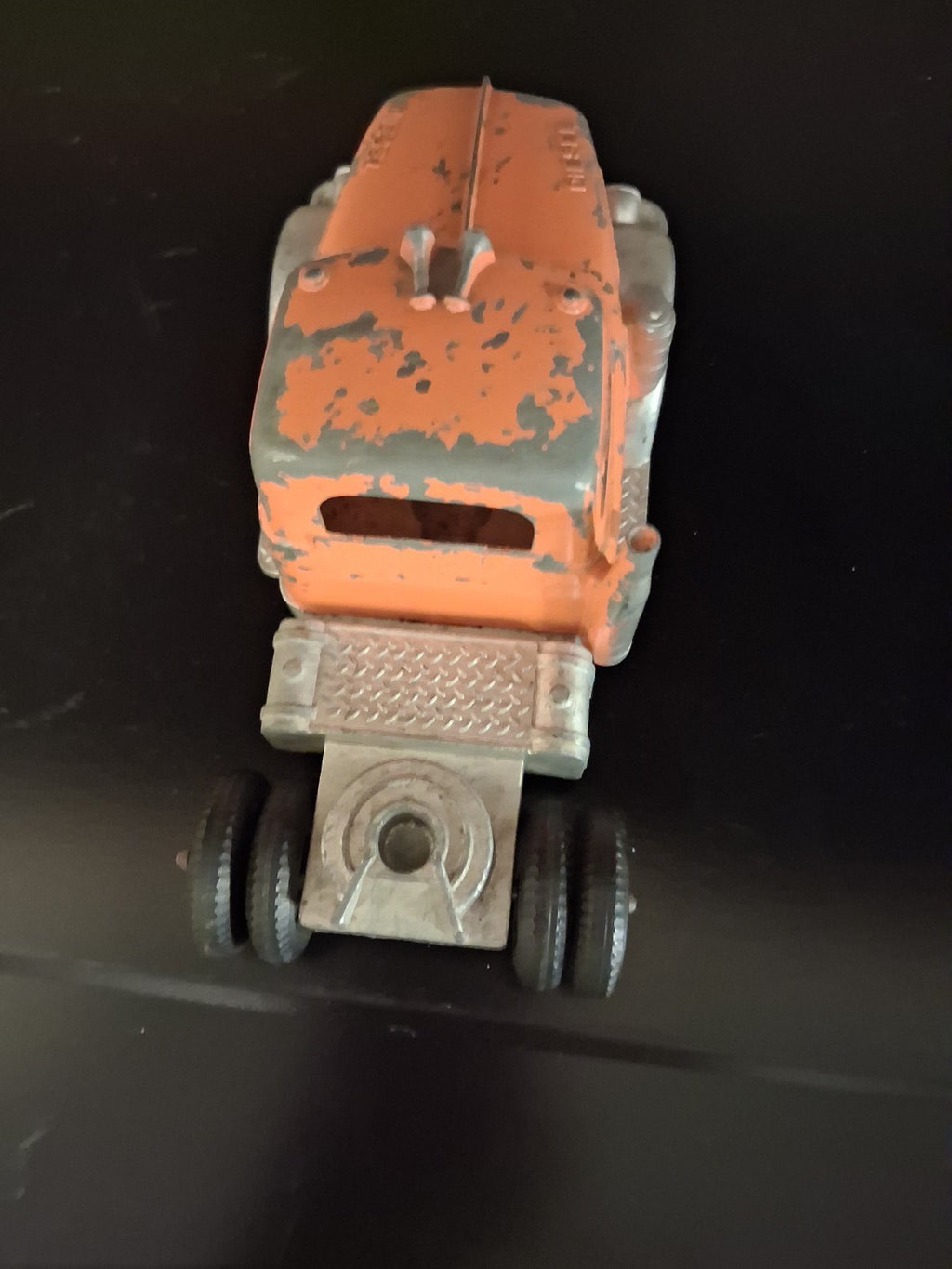 Hubley Vintage Kiddie Diecast Semi Tractor Cab Orange  construction vehicle 