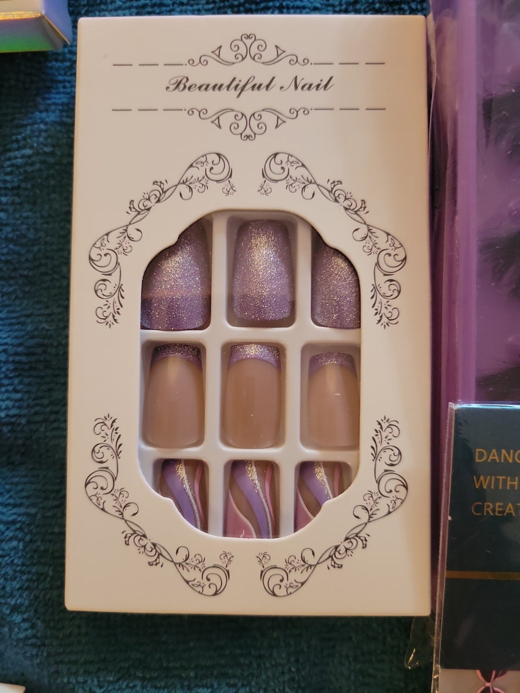 Lot Of Artificial nails full cover, Eyelashes, And Nail Stickers