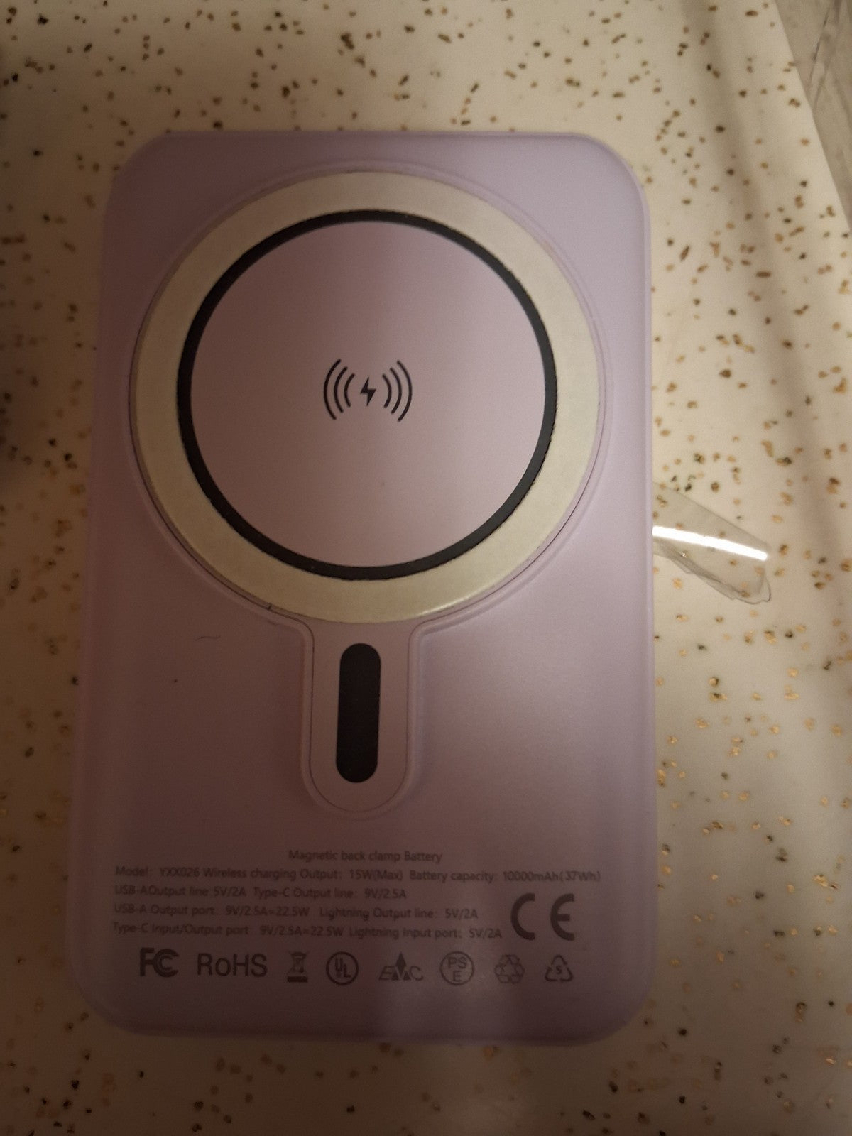 10000mAh Magnetic Qi Wireless Power Bank Fast Charge Kickstand Purple