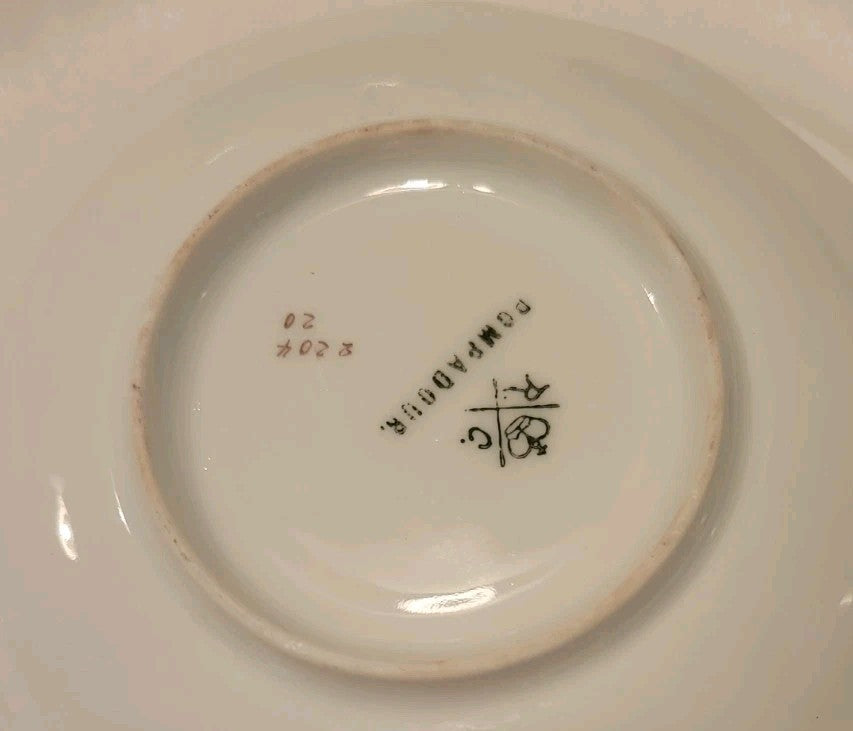 Pompadour saucer Hand Paintef and gold trim