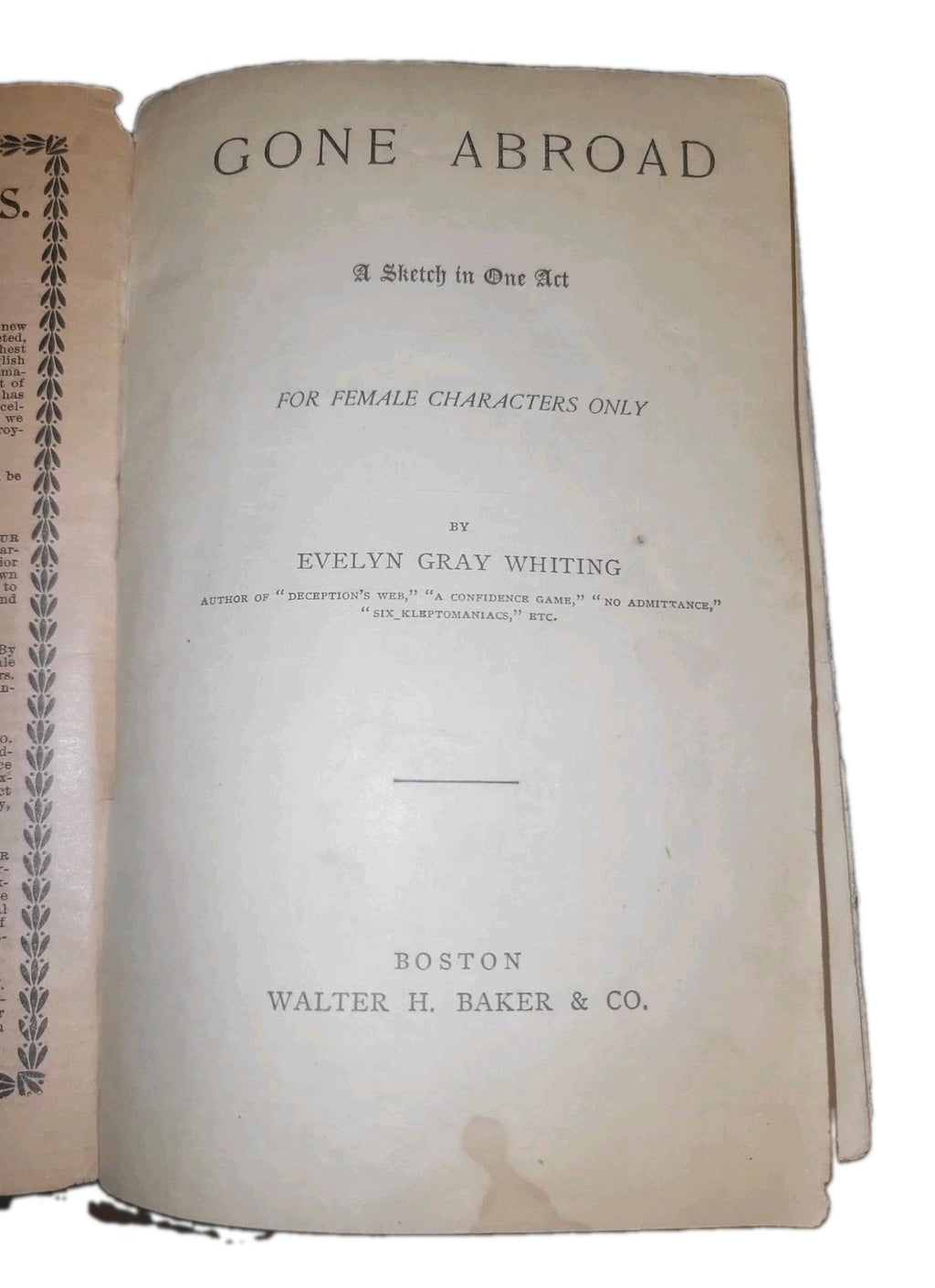 Playbill Boston, Ma 1920