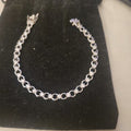 Tennis bracelet with oval-cut gems and diamond accents 8" 12.89g