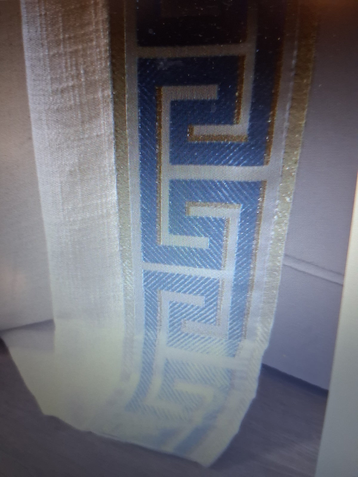 TWOPAGES Linen Greek Key Trim Pinch Pleat Curtain Panels 52x84 Light Block 1 set