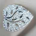 Silver Tone Heart Leaf Brooch Pin 