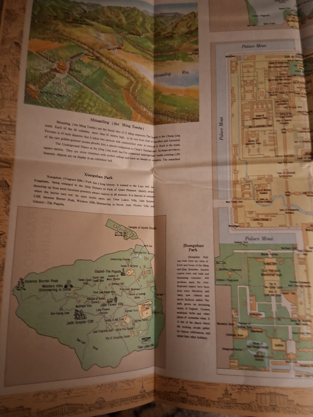 2 1978 Beijing China Tourist Fold-Out Map w/ and Transport Lines in Beijing