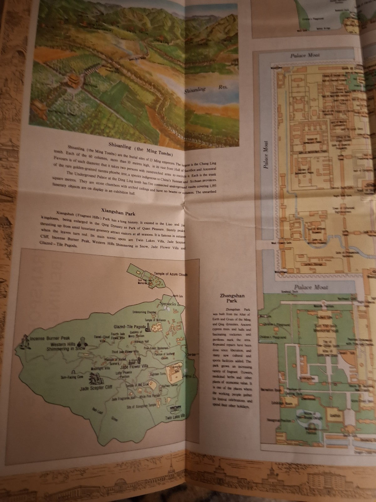 2 1978 Beijing China Tourist Fold-Out Map w/ and Transport Lines in Beijing