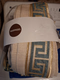 TWOPAGES Linen Greek Key Trim Pinch Pleat Curtain Panels 52x84 Light Block 1 set