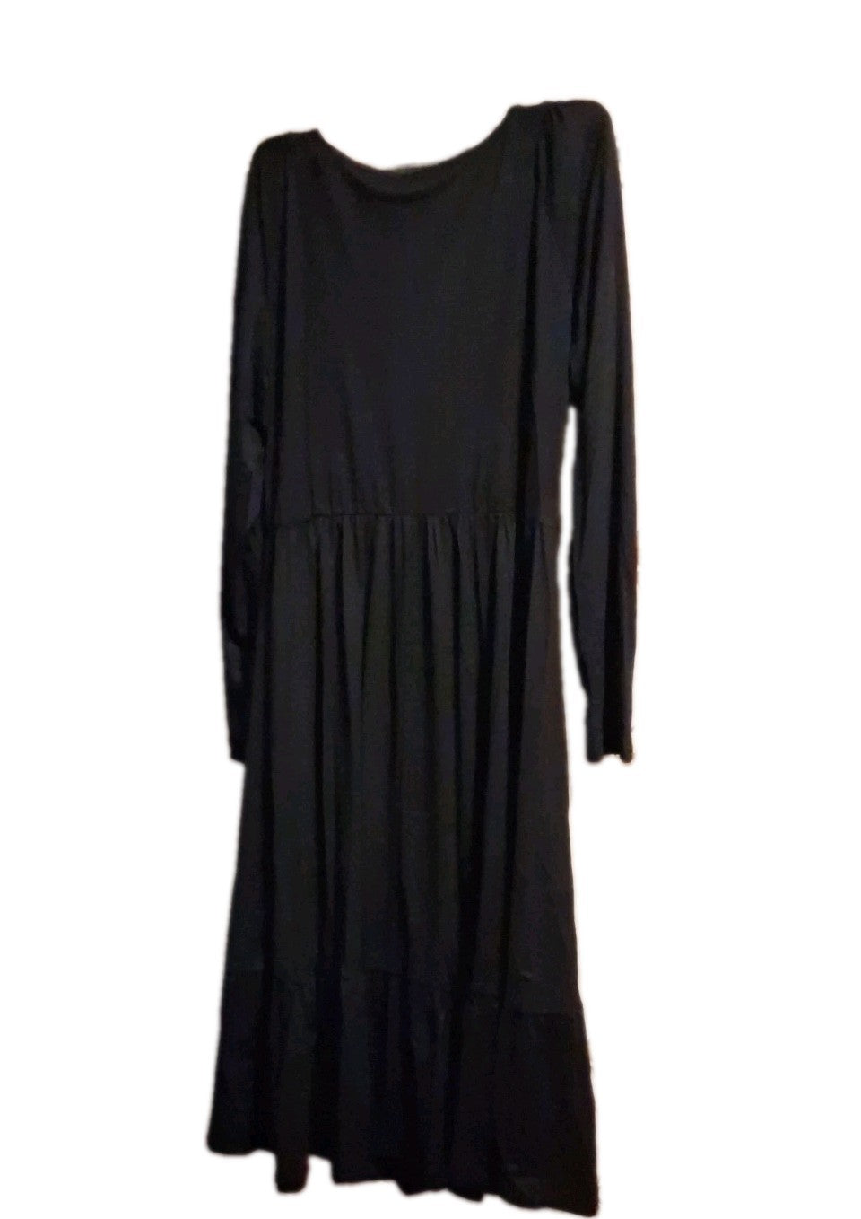 Auselily Black Dress Womens Long  Sleeve Tiered Ruffle [Large]